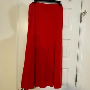 New Directions Orange 3 Tier Panel Skirt Elastic Waist Polyester Rayon & Spandex